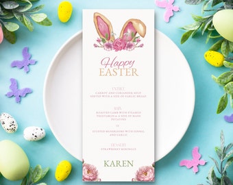 easter menu restaurant easter menu canva easter brunch menu Easter Menu Self-Editable And Printable Template - Easter Instant Download EB1