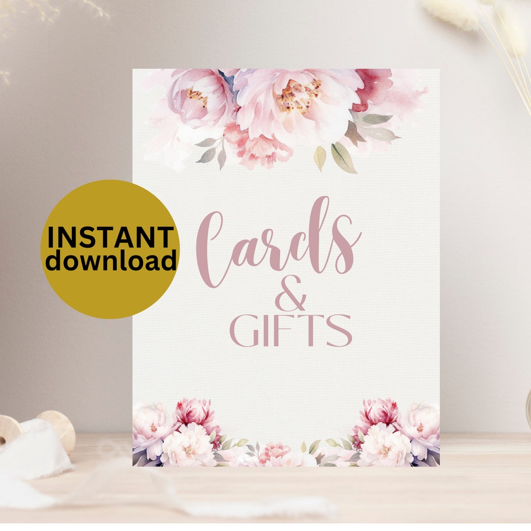 Instant Download Bridal Shower Printable Cards &amp; Gifts Sign Gift Table ...