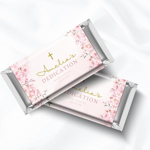 Dedication Candy Bar Label, Dedication Party Favor, Girls Party Favour, Religious Thank you, Custom Label DIGITAL DOWNLOAD MC02