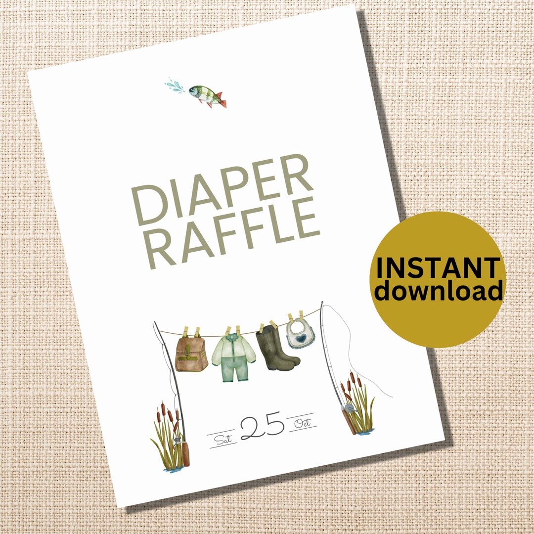 Fish Theme Raffle Box Fishing Theme Baby Shower Diaper Raffle Sign Instant Download Fishing ...
