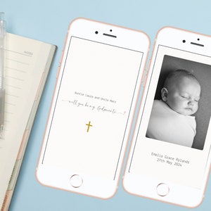 Minimalistisch Will You Be My Peetouders Digitaal voorstel voor peetouders Will You Be My Peetouder Tekstbericht Gold Cross Canva Instant Download GP1
