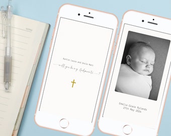 Minimalist Will You Be My Godparents Digital Godparent Proposal Will You Be My Godparent Text message Gold Cross Canva Instant Download GP1