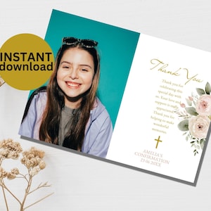 Elegante Blumen Bestätigung Dankeschön-Karte Bearbeitbare Digitale Vorlage Druckbare Bestätigung Gefälligkeiten DIGITAL DOWNLOAD MBA2