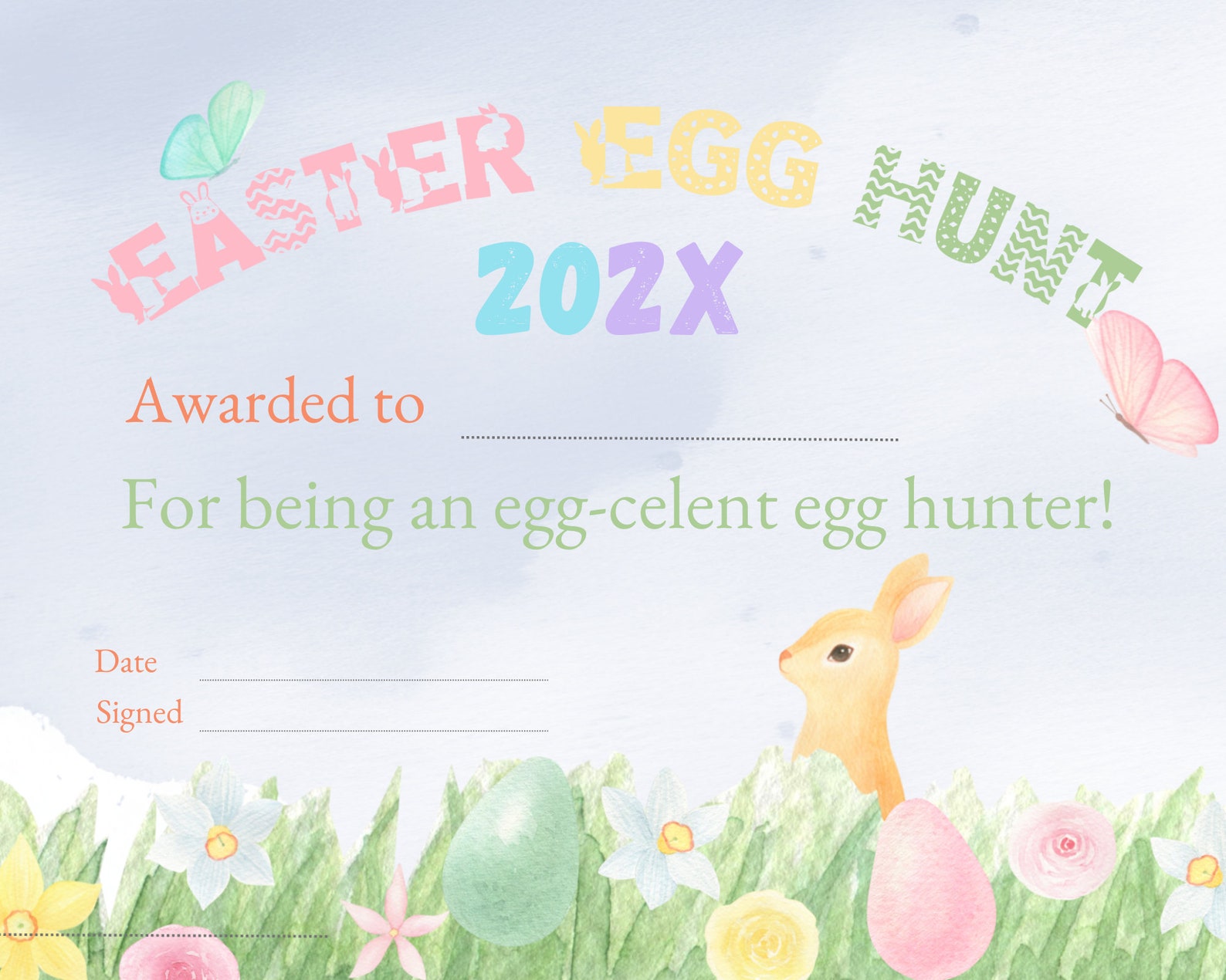 Printable Easter Egg Hunt Certificate, Easter Party, Party Games ...