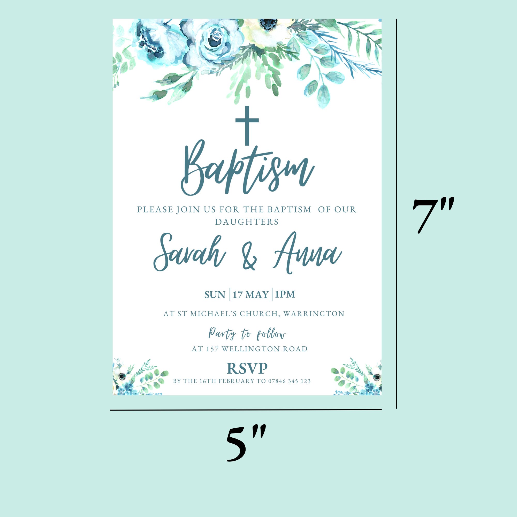 Printable Baptism Invitation for Twins Template, Baptism Invite, Twins ...