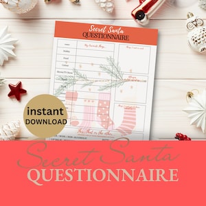 geheimer Weihnachts Fragebogen Bearbeitungsvorlage, Geschenk-Börsen-Formular, Geschenkideen-Liste, geheime Weihnachtsumfrage, Arbeits-Geheimnis des Weihnachtsmannes, Familiengeschenk-Börse