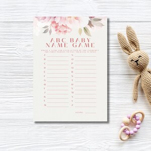 Baby Abc Baby Name Race Game A - Z Game Printable Baby Shower Games Baby Girl Baby Shower DIGITAL DOWNLOAD MP1