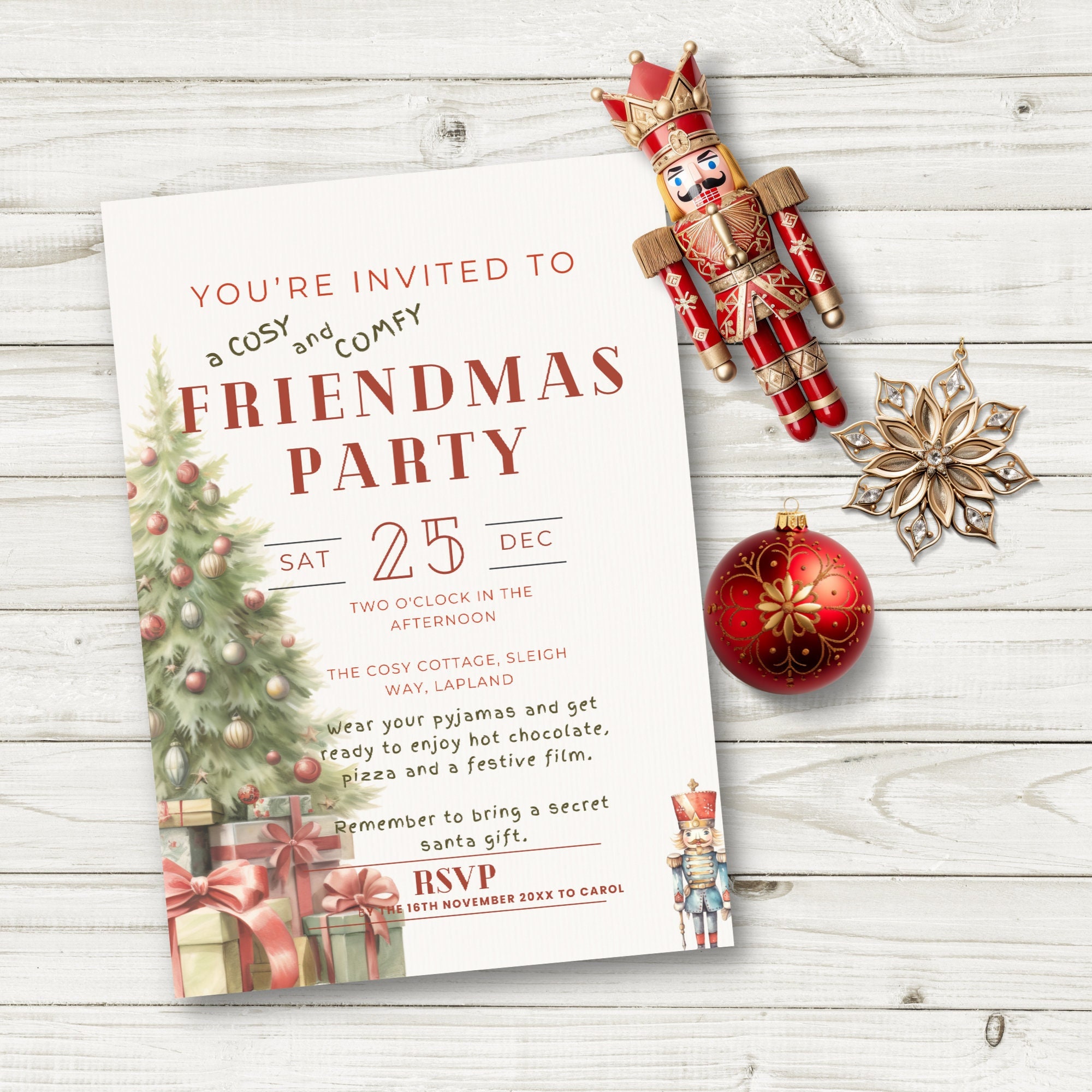 Editable Christmas Party Invitation Holiday Cocktail Party Christmas