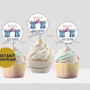 Blue Jean Baby Cupcake Toppers for girls Pink Denim Baby Shower Deco Baby Shower Girl Western Theme Fun Treat Blue Jean Favors DOWNLOAD BJ9