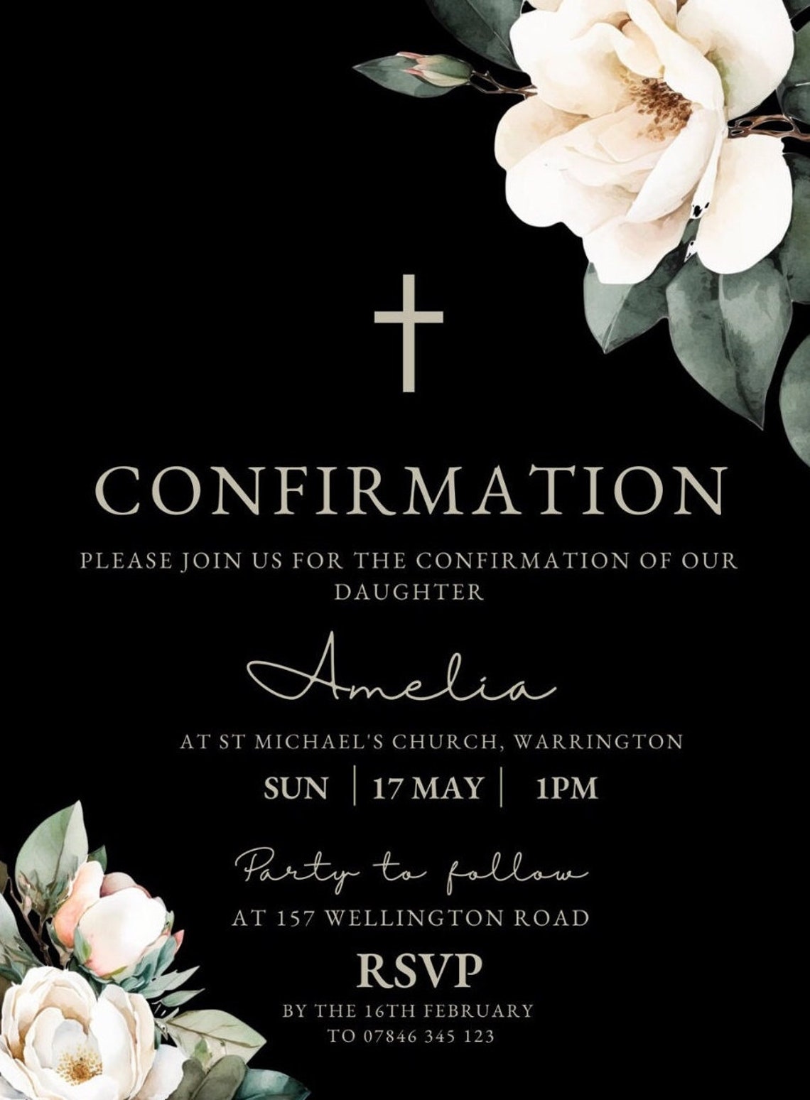 Girls Confirmation Invitation, Printable Confirmation Party Template ...