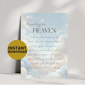 Printable Baby Shower Memorial Table Sign Watching from Heaven Sign Memorial Table Decor In Loving Memory Baby Shower DIGITAL DOWNLOAD HB9