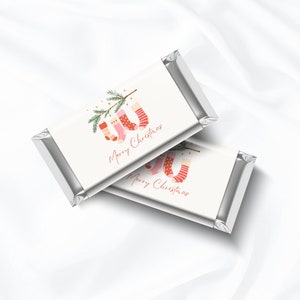Christmas Stocking Candy Bar Label, Christmas Wrapper, Christmas Favor Sweet Holiday Wishes, School Holiday Treat, Small Chocolate Bar Label