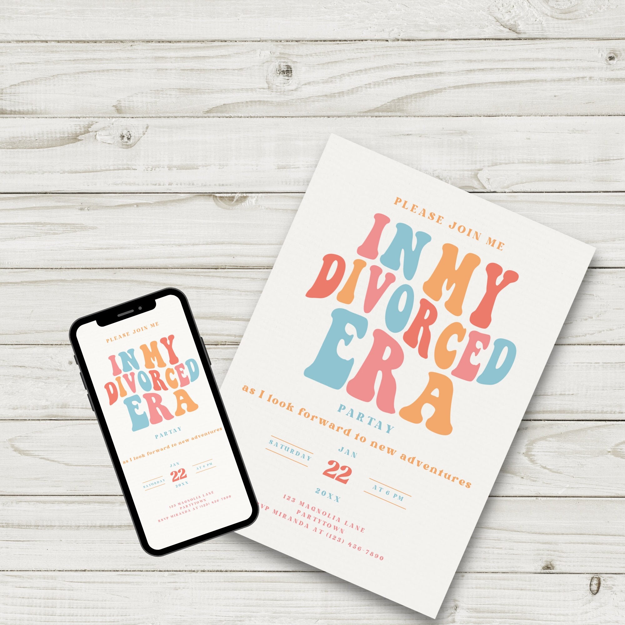 Instant Editable In My Divorce Era Party Invite Electronic Minimalist Photo Inspiration