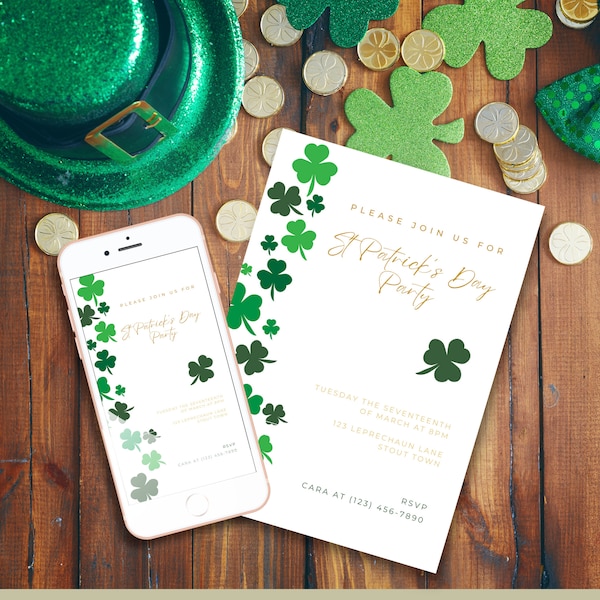Irish Invitation, text Or Printed  St. Patrick'S Day Party Invitation  Printable St. Patrick'S Day Invitation Instant Download mp1