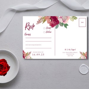 Druckbare Antwortkarte zur Taufe, rote Taufe-Einladung rsvp Postkarte, Antwort der Taufe, religiöse Einladung, DIGITALER DOWNLOAD MC0016