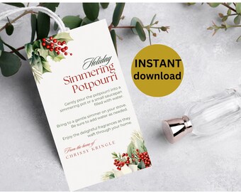 christmas simmer pot tag printable, Teacher Gift Label, Simmer Pot Instruction Tag Printable Simmer Pot Gift Tag Christmas Gift Download SP1
