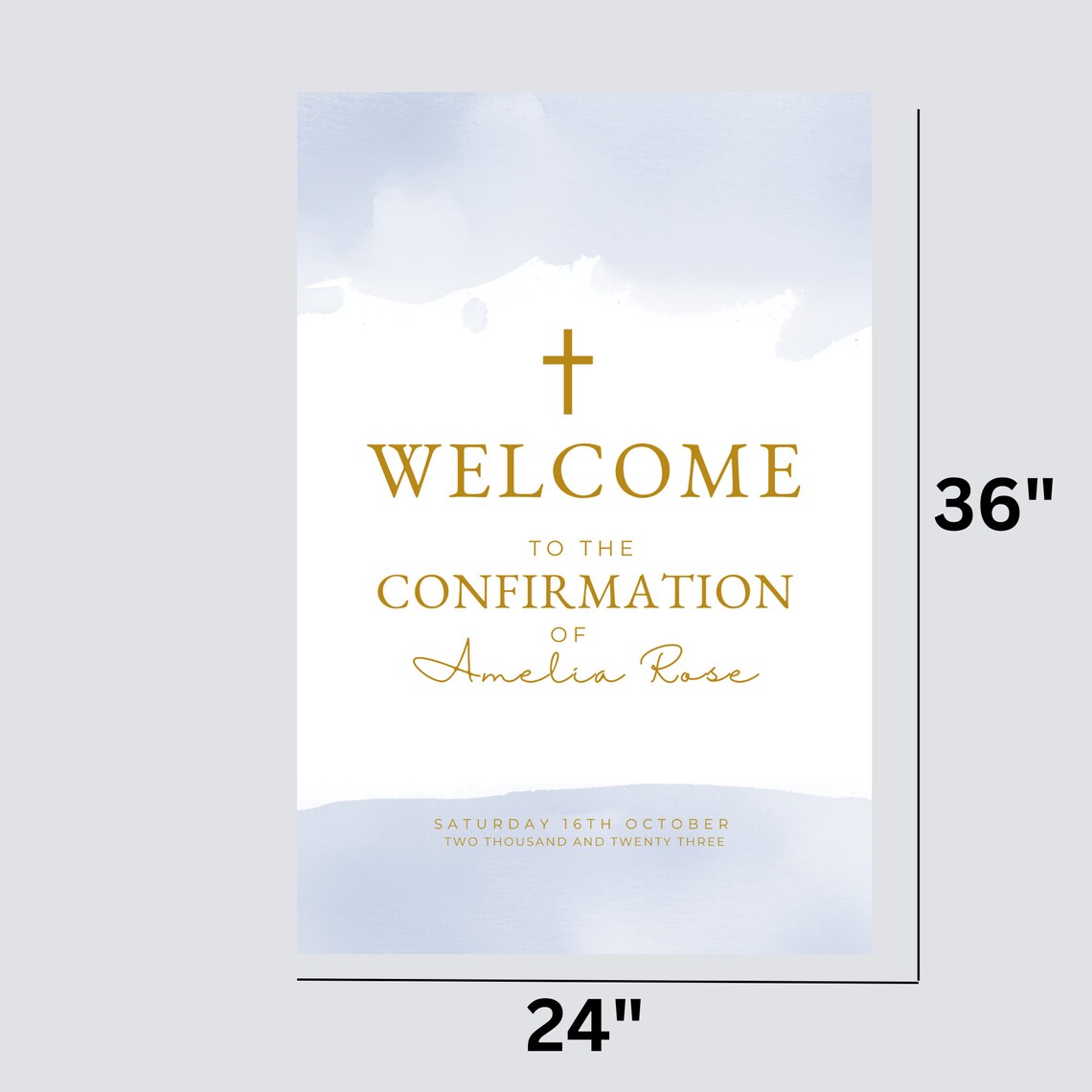 Dusty Blue and Gold Welcome Sign, Printable Confirmation Welcome Sign ...