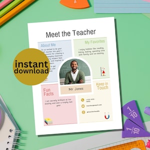 Carta de presentación para el maestro Plantilla editable para el aula Volante de regreso a clases Plantilla de presentación para el maestro para el regreso a clases DESCARGA INSTANTÁNEA