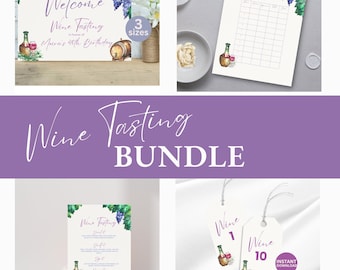 Wine Tasting Party Set, Wine Tasting Scorecard, Wine Bottle Tags, Girls Night, bachelorette, date night Wine Party, Printable Download MB2