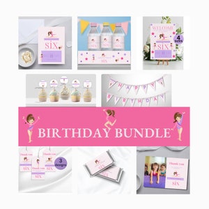Gymnastik Geburtstag Bundle, Gymnastik Party Dekor, Gymnastik Gastgeschenk, Gymnastik Zeichen, Gymnastik Kuchen Tops, Individuell DIGITAL DOWNLOAD MB1