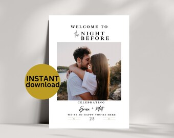 Editable Photo Rehearsal Dinner Welcome Sign Template (Digital Download, Canva 8.5x11, A4, 18x24, 24x36in