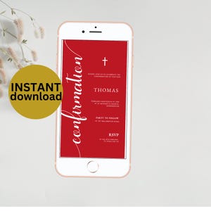 Modern Digital Confirmation Invitation Template  Instant Download Boy Girl Confirmation Editable Canva Template DIGITAL DOWNLOAD MC015