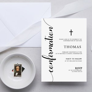 Minimalist Confirmation Invitation Template, Modern Confirmation Party, Catholic Confirmation Printable Invite,  DIGITAL DOWNLOAD MC015