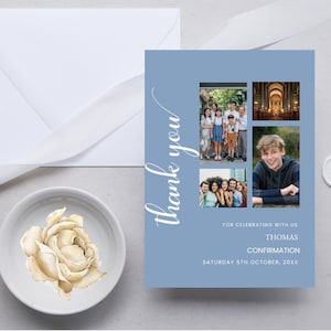 Konfirmation Dankeskarte, Blaue Konfirmation Danke, Foto Konfirmation Karte, Heilige Konfirmation Danke, Karte DIGITAL DOWNLOAD MC015