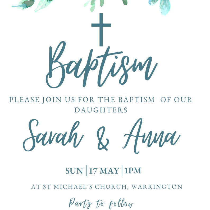 Printable Baptism Invitation for Twins Template, Baptism Invite, Twins ...