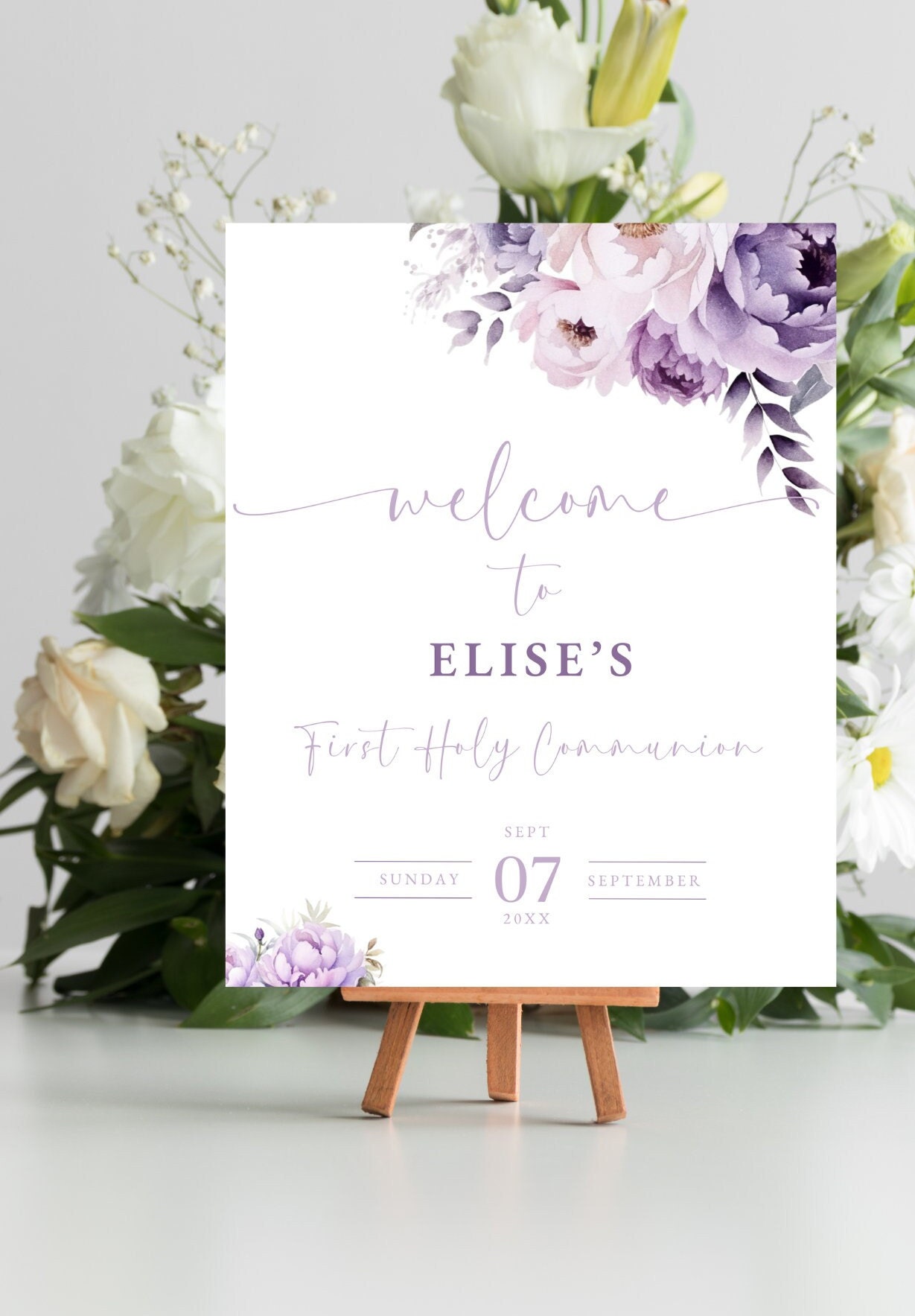 Floral Wedding Signs Printable Memorial Sign Memorial Table Sign in Loving Memory Sign Purple ...