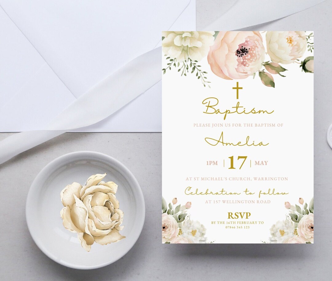 LDS Baptism Invitation, Girls Baptism Invitation Template, Printable ...