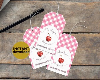 Cherry Baby Shower Favor Tags: Coquette Party Decor (Digital Download BR3)