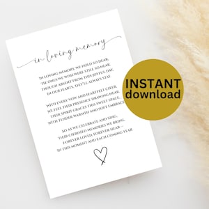 In Loving Memory Sign: Baby Shower Memorial Table Decor (Digital Download, 5x7/8.5x11/A4 Canva Template)