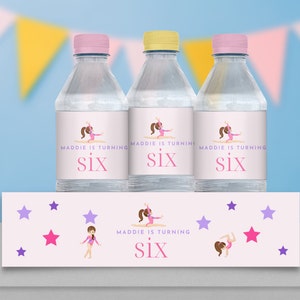 Etiqueta de garrafa de água personalizada para ginástica, etiqueta de festa de ginástica, lembrancinha de festa de aniversário de ginástica, decoração de ginástica, queda DIGITAL DOWNLOAD MB1