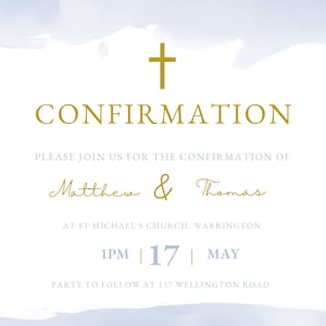 Twins Confirmation Invitation Template, Modern Confirmation Invitation ...