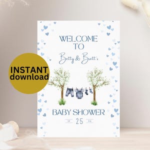 Denim Baby Shower Welcome Sign: Editable Template (Digital Download, 8.5x11 & A4 Size)