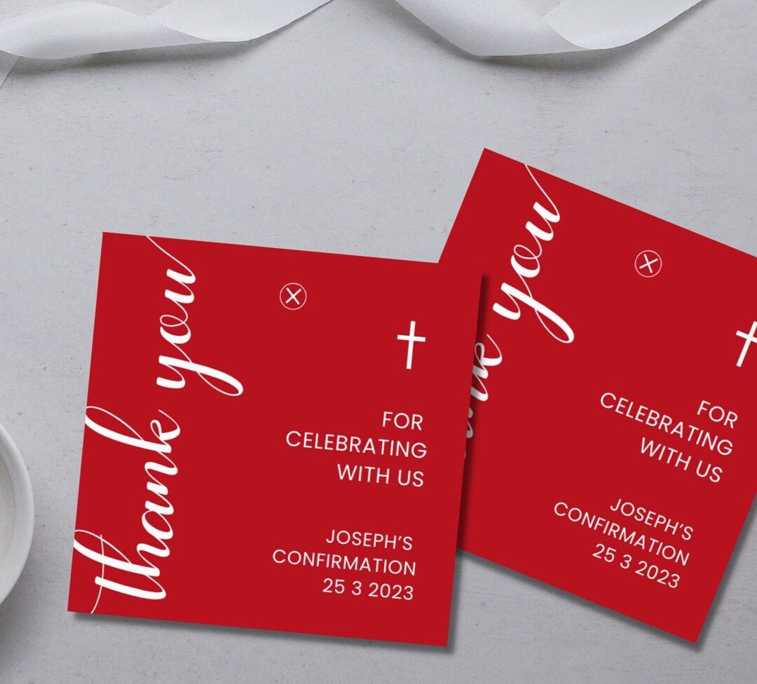 Confirmation Party Favor Tag, Red Confirmation Favor Tag, Modern ...