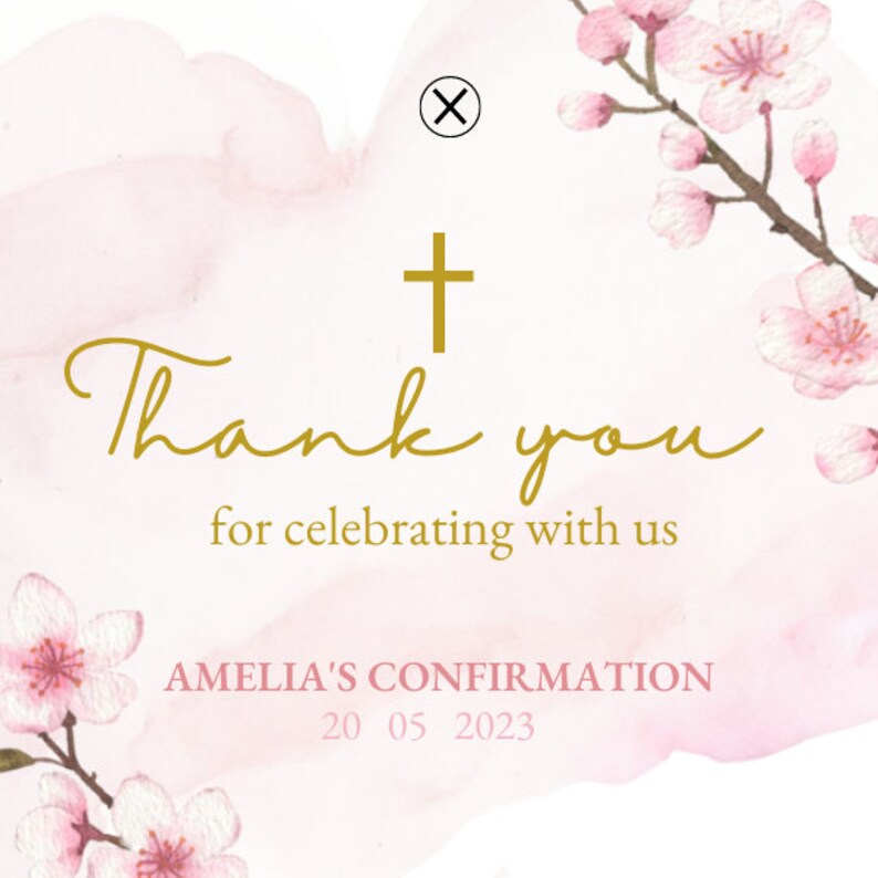 Custom Party Favor Tag, Confirmation Thank You Tag, Cherry Blossom ...