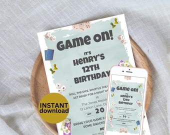 Digital Board Game Birthday Invite Editable Digital Template Fun Game Night Invitation Printable Party Invite 5X7 4X6 INSTANT DOWNLOAD
