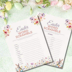 Easter Word Scramble Printable Game, Kids Easter activity, Kids Easter Activity idea, Easter Group Party Game Instant Download EM1