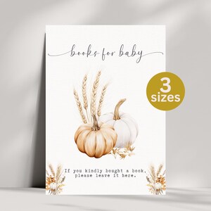 Pumpkin Books for Baby Sign: Fall Baby Shower Decor (Digital Download)