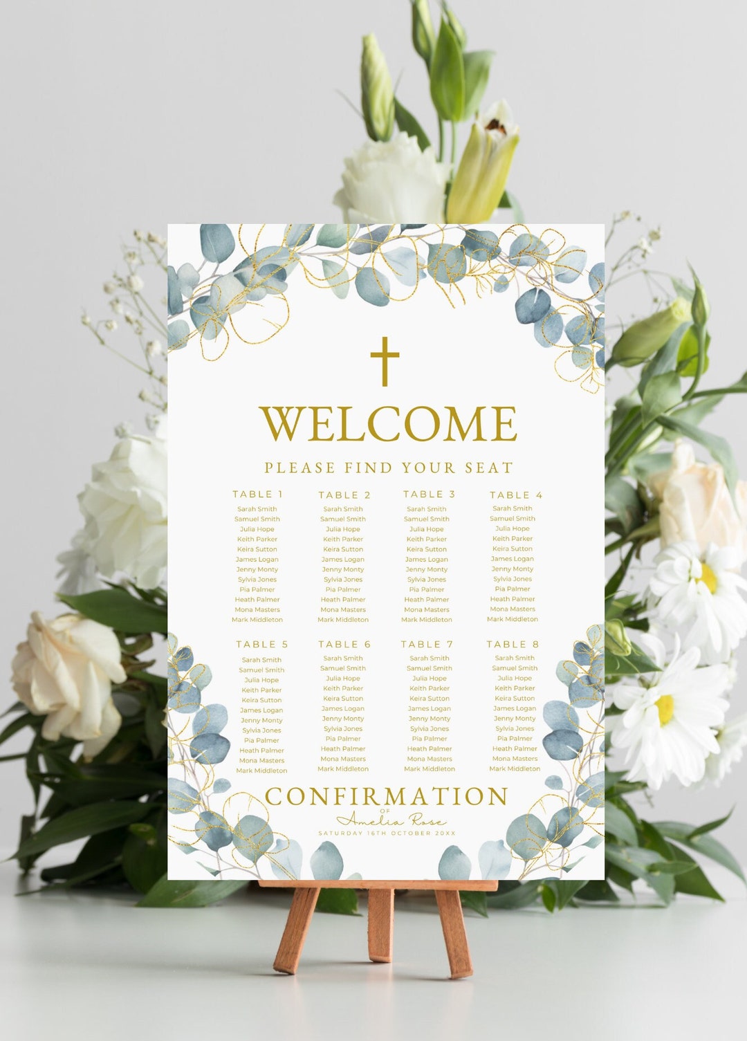 Canva Seating Chart Template, Eucalytus Seating Plan, Confirmation Seat