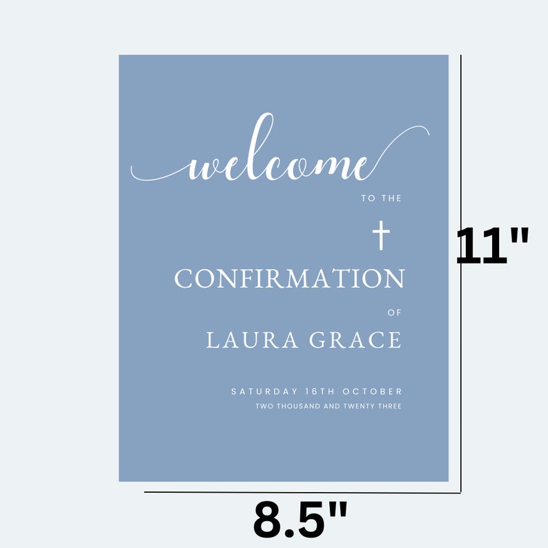 Confirmation Welcome Sign, Blue Minimalist Welcome Sign, Printable ...