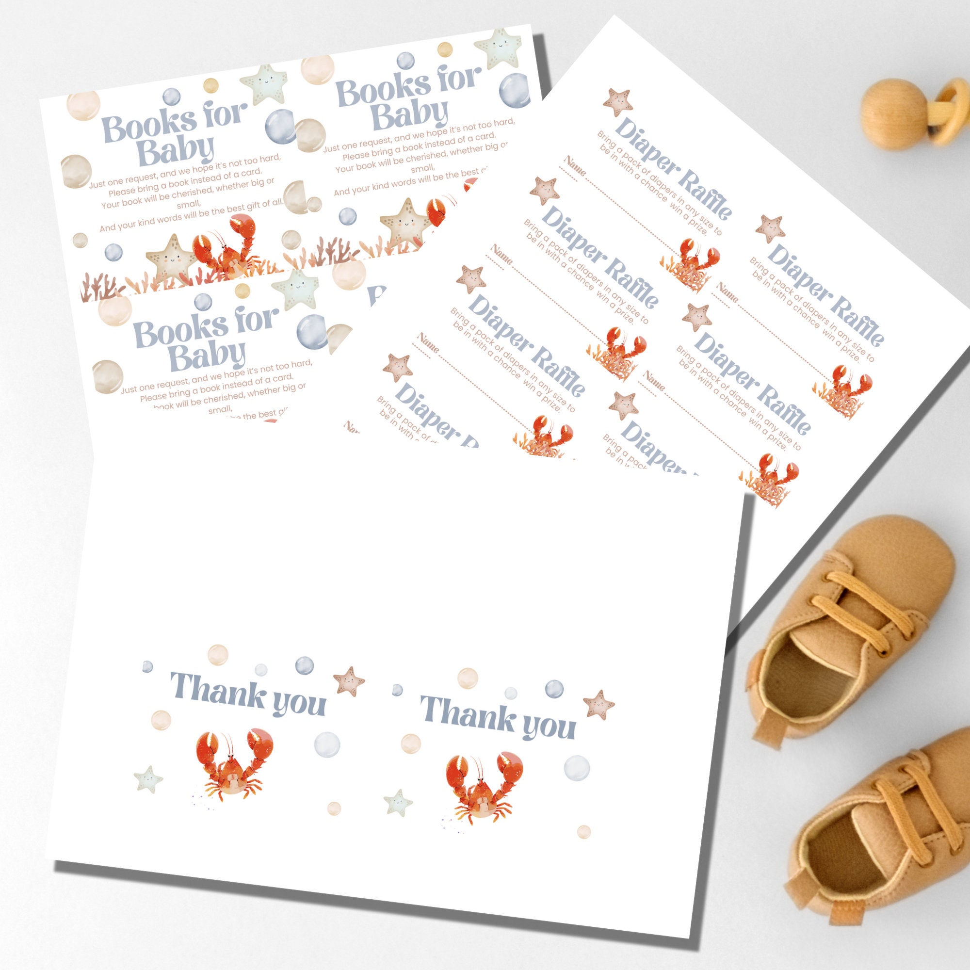 Lobster Baby Shower Invitation Bundle Editable Shrimp Invite Baby ...
