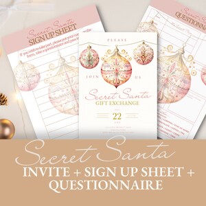 Wichtel Quiz Bundle, Weihnachten Alles über mich, Wichtel Fragebogen Bundle Printable Wichtel für Arbeit Download Rosa und Gold