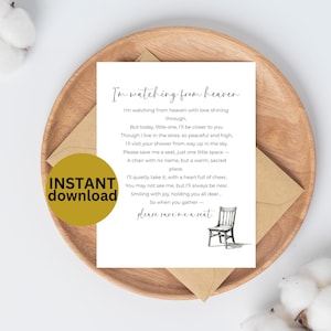 In Loving Memory Baby Shower Sign: Remembrance Poem (Digital Download, Printable Memorial Decor HB9)