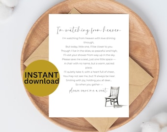 In Loving Memory Baby Shower Sign: Remembrance Poem (Digital Download, Printable Memorial Decor HB9)