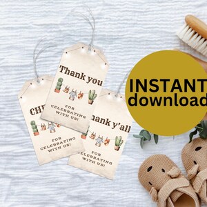 Cowboy Baby Shower Favor Tags: Western Theme (Digital Download)