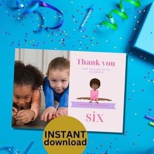 Gymnastik-Thema Dankeskarte, Spaß-Digitalfoto-Dankeschön-Postkarte für Kinder, perfekt für Geburtstagsgeschenke DIGITAL DOWNLOAD mb1