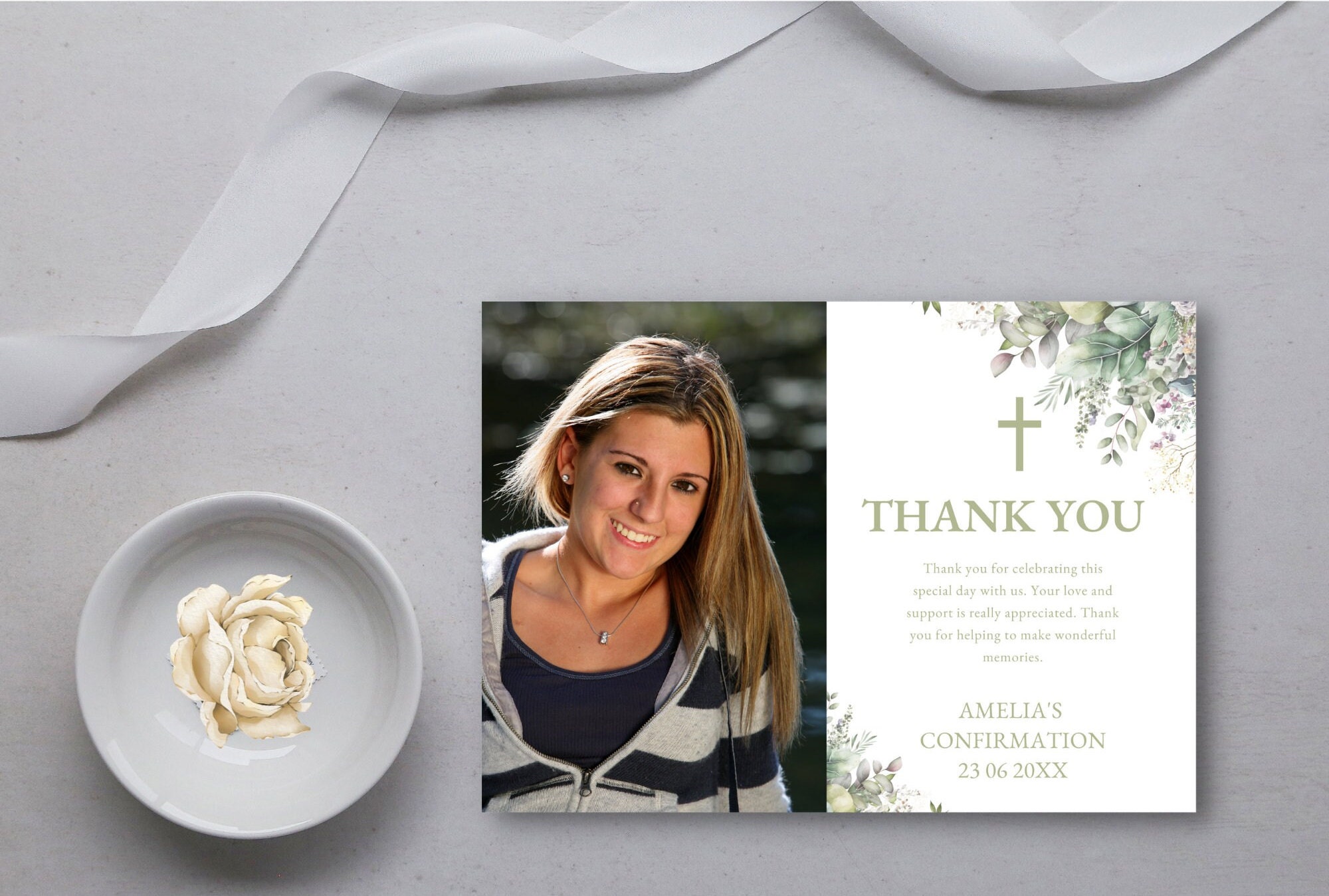 Personalised Confirmation Thank You Card, Photo Thank You Note ...